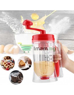 Ръчен уред за палачинки и мъфини с диспенсър и дръжка за миксер